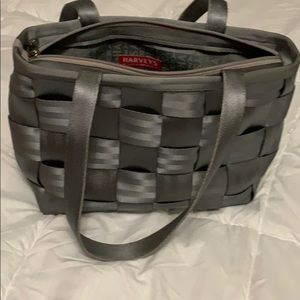 Harvey’s grey seatbelt purse
